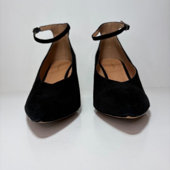 Halogen Women Ankle Strap Pointed Toe Stiletto Pumps Sz 9 Black Suede Heel Shoes - Picture 2 of 9